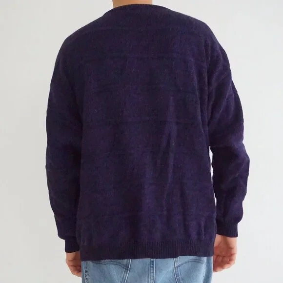Field Gear Purple Knit Crewneck Sweater Outdoorsman Eclectic Grandpa Cozy L - Picture 2 of 9